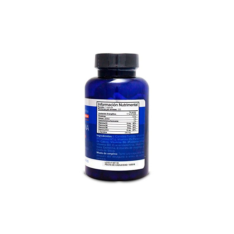 5H8 Nutrition L Carnitina Complejo B Naranja 120 caps de