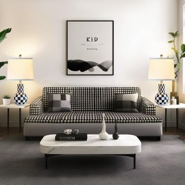 EJIAXIN 21" Ceramic Table Lamp Set of 2 Black and White Desk Lamps for Bedroom 3-Color Temperature Modern Table Lamps for Nightstand Living Room Bedside Lamp End Table Lamps