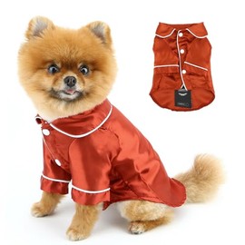 PAIDEFUL - Ropa de dormir de seda sintética suave para perros pequeños, gatos, con solapa, ropa de descanso para perritos, ligera, transpirable, pijama para cachorros, camisa de dos patas, ropa de