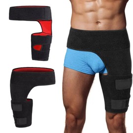 Yeahgoshopping Unisex Hip Brace Thigh Compression Sleeve & Groin Compression Wrap Fitness Leg & Hip Protector, Effectively Prevent Muscle Tension, Suitable For Weightlifting, Running And Other Sports Scenes - One Size Fits All for Men, Women (Black Red)