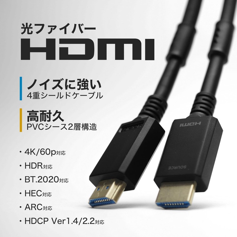 Holic Fiber Optic HDMI Cable 15m 4K/60p 18Gbps HDR HDMI