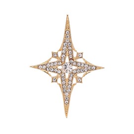 Gold Plated Cross Star Rhinestone Brooch Pin Sparkling Crystal Star Lapel Collar Pins Clip Sweater Hat Jacket Dress Suit Accessories Brooches Dainty Jewelry for Men Women (Gold)