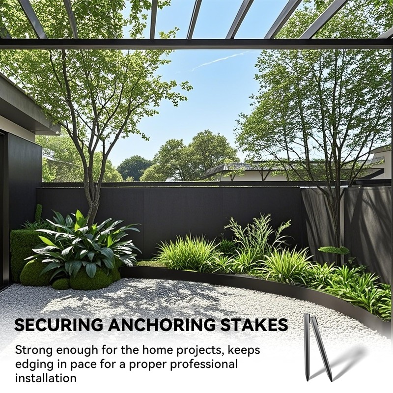 Worth Garden Metal Garden Edging Stakes, 8 inches - Black