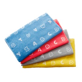 Kosugizen Face Towel, Alphabet, 13.4 x 31.5 inches (34 x 80 cm), Set of 4 Colors