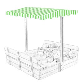 Owlcover Wood Sandbox Replacement Canopy - Green Top Cover for 48x48 Inch Sandboxes w/Foldable Benches Compatible with Same Size Outdoor Sand Boxes (48"W x 48"D x 7"H) - Cover Only