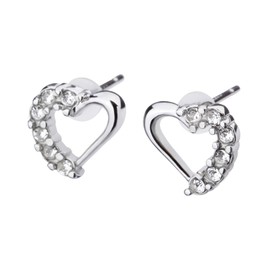 LOKUMI Pt-52 Pt900 Earrings, Made in Japan, Platinum Post, Hypoallergenic, Open Heart, Platinum, Women's, Heart, Simple, Small, Popular, Nickel-Free, Heart Earrings, Studs, Gift, Present, Brass