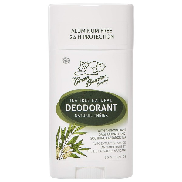 Green Beaver All Natural Body Deodorant, Paraben & Aluminum-Free, Vegan, For Normal & Sensitive Skin, Tea Tree, 1-pack