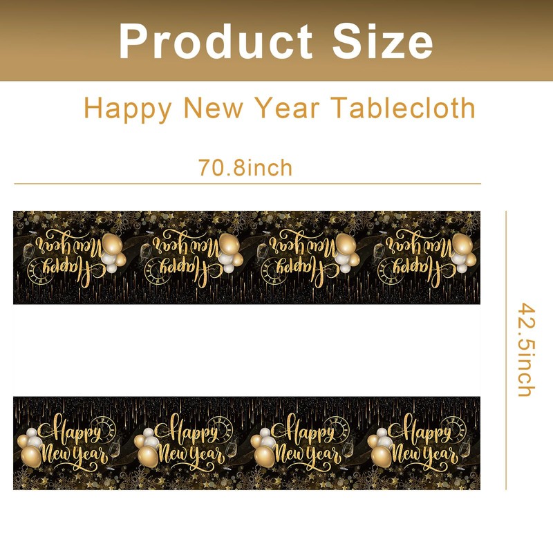 iwiio New Year Table Cloth, Happy New Year Decorations 2025,