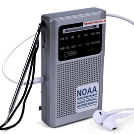 NOAA Weather Radio Portable Radio Includes 3.5mm Jack Wired Headphones, AM FM Transistor Radio for Rugby Day, Gardening, Powered by 2 AA Battery,Gift for Parents