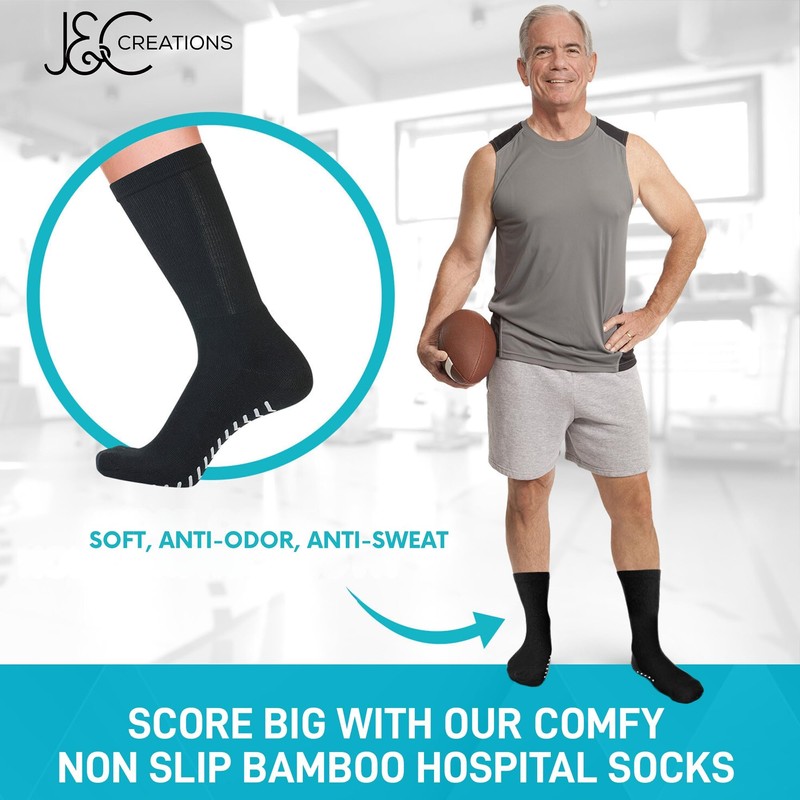 J&C Creations Premium Quality Grip Socks Men Size 10-13 -