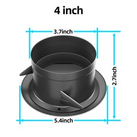 Paquete de 4 rejillas de ventilación para ventilador de escape de 4 pulgadas con visualización de malla integrada, cubierta redonda negra de ventilación de escape de soffit, cubierta de rejilla de
