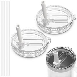 BNBOWWEL 30 oz Tumbler Flip Straw Lid Replacement Fit for YETI 30/32 oz Tumbler, 30 oz Stackable cup and 26/35/42 oz Straw Mug, Fits Yeti lids, BPA free (White 2 pack)