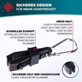 LIFE IS SIMPLE Glove Holder with Carabiner | Paramedic Equipment for Police Gloves, Fire Brigade Gloves, Security Gloves | Glove Clip for Belt or Clothing | Black