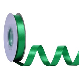 Ribest - Cinta de satén verde de doble cara, cinta de 1/2 pulgada de 25 yardas para manualidades, envolver regalos, lazos para el cabello, boda, fiesta, ramo de decoración