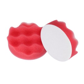 HARFINGTON 2pcs Buffing Sponge Pads 3" Polishing Wheel Waffle Finishing Grip Pad Car Buffer Polisher with Hook and Loop Back for Car Detailing Polishing Waxing, Red