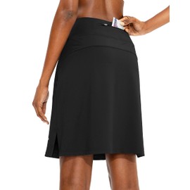 Viodia Women's 20" Knee Length Skorts Skirts Athletic Tennis Golf Skirt for Women Modest Sports Casual Summer Skirt with 5 Pockets Black