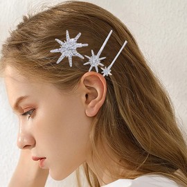 Set of 4 Star Hair Clips Vintage Rhinestone Star Hair Pins Glitter Hair Clip Bang Clips for Women and Girls Thick Thin Hair