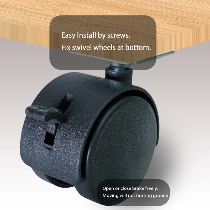 Dalyndar 2 Inch Furniture Caster Wheels 4pcs Swivel Plastic Rollers