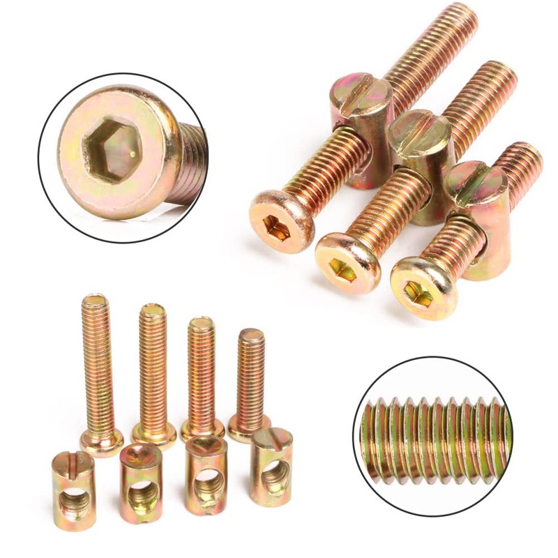 Crib Screws Hardware Replacement Kit -25 Set M6x40mm/50mm/60mm/70mm/80mm Hex Drive