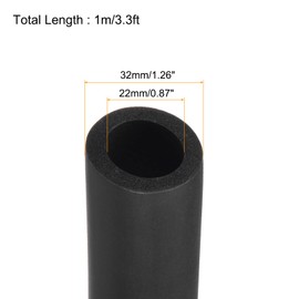 Rebower 7/8" Pipe Insulation Tubing Heat Preservation Foam Tubing Handle Grips, [for Plumbing Insulation Wrap] - 3.3ft/Black