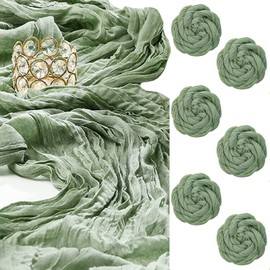 6 Pack Cheesecloth Table Runner, FireBee 10ft Boho Gauze Table Runner Bulk, 35 x 120 Inch Cheese Cloth Table Runner for Baby Bridal Shower Decorations, Wedding Decorations (Sage Green)