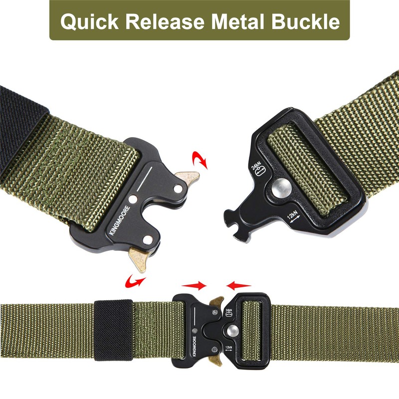 KingMoore Men's Tactical Belt Heavy Duty Webbing Belt Adjustable Military