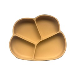 Imagination Junction Bear paw-shaped silicone dinner plate, divided plate, 100% food-grade silicone material, suction cup on the bottom, microwave and dishwasher safe, yellow (yellow)