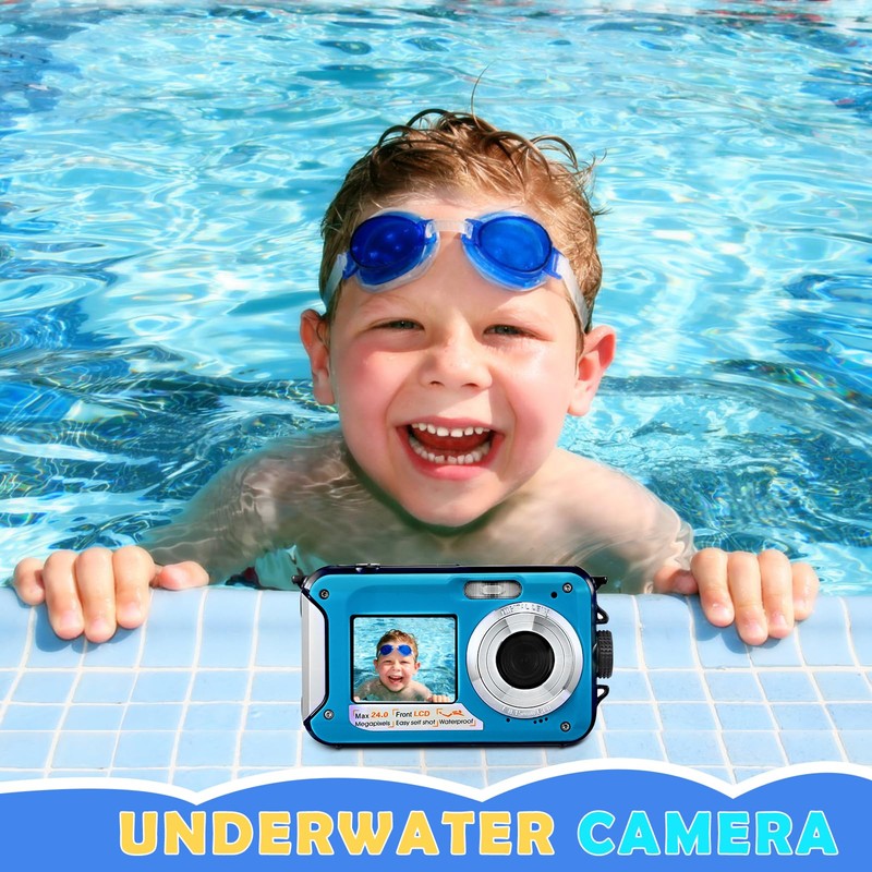 Helangel Digital Camera Waterproof Full HD 2.7K 48MP Underwater Camera