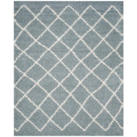 Safavieh Dallas Shag Collection SGD258C Trellis 1.5-inch Thick Area Rug, 8' x 10', Seafoam / Ivory