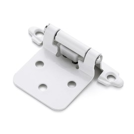 Home Expert 20 Pack (10 Pairs) White Cabinet Hinges for Kitchen Doors, Self-Closing, 1/2 Inch Overlay (Variable), Semi-Concealed Face Frame, Surface Mount Cabinet Hardware