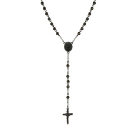 Eigso Pearl Necklaces for Men Women Rosary Catholic Necklace for Men Women Christian Crucifix Pendant Chain Necklace, Stainless Steel, No Gemstone