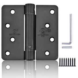 3 Pieces Self Closing Door Hinge 4 inch Matte Black Auto Close Hinges Adjustable 4 x 4 Inch Spring Hinges Door Closer Hinge 1/4" Radius Corner Commercial Auto Self-Closing Hinge