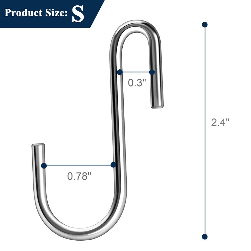 30 Pack 2.4 inches Heavy Duty S Hooks for Hanging,