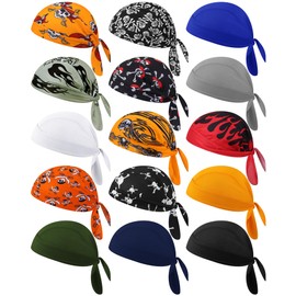 Foaincore 15 Pcs Do Rag Skull Cap Cooling Helmet Liner Sweat Wicking Head Wraps Bandana Beanie for Men Women(Cool Pattern)