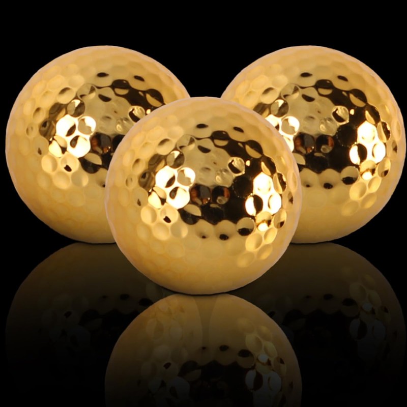 Laroal 4 Pcs Golden Golf Ball, Practice Balls Gold Plating