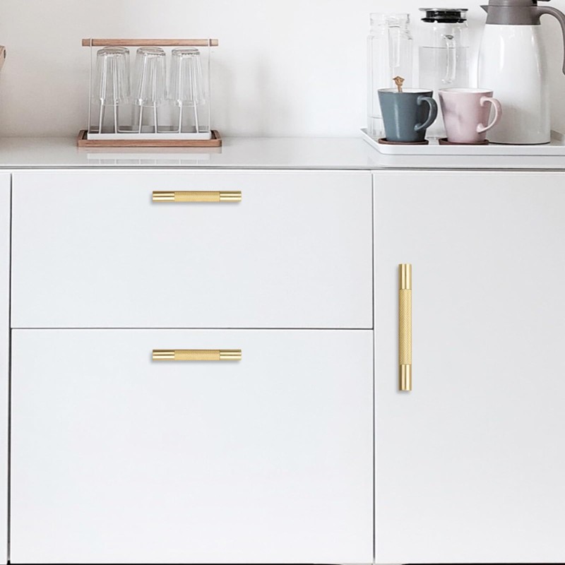 POVEFONK 10 Pack 5 inch(128mm) Brushed Brass Kitchen Cabinet Handles