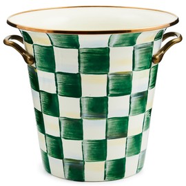 MACKENZIE-CHILDS Wine Cooler, Champagne and Wine Bucket, Ice Bucket, Green-and-White Emerald Check