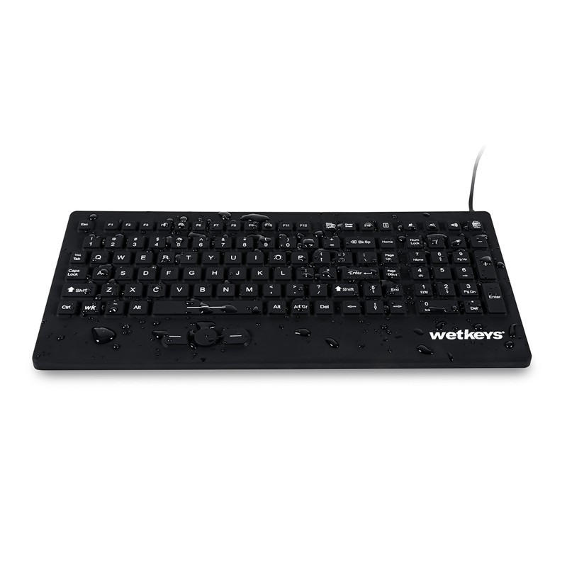 WetKeys "Rugged-Point Industrial-Grade Heavy-Duty Full-Size Washable Keyboard with Track-Pointer and