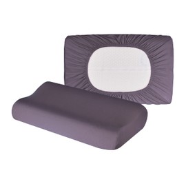 Cushion Cover for Neck Pillow Neck Support Pillow Health Pillow Made of Cotton for Sizes from 35 x 60 to 45 x 75 cm (Dark Grey 104)