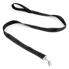 KCT Reflective Dog Lead 1.2m 4ft Black Nylon Strong Leash with Reflecting Stitching