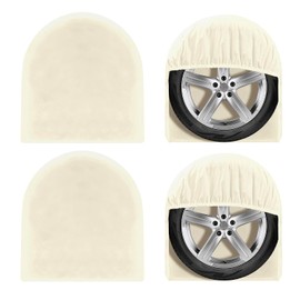 OutdoorLines Outdoor Waterproof Tire Cover Set of 4 - UV-Proof Trailer Wheel Cover Windproof Tire Protector for RV Jeep Trailer Camper Van Truck, Universal Tire Covering Fit Diameter 24"-26" Off White