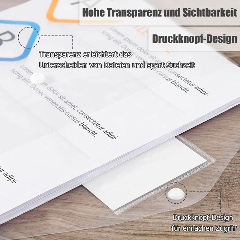 Document Wallet A4 20 Pack Waterproof Document Folder A4 for