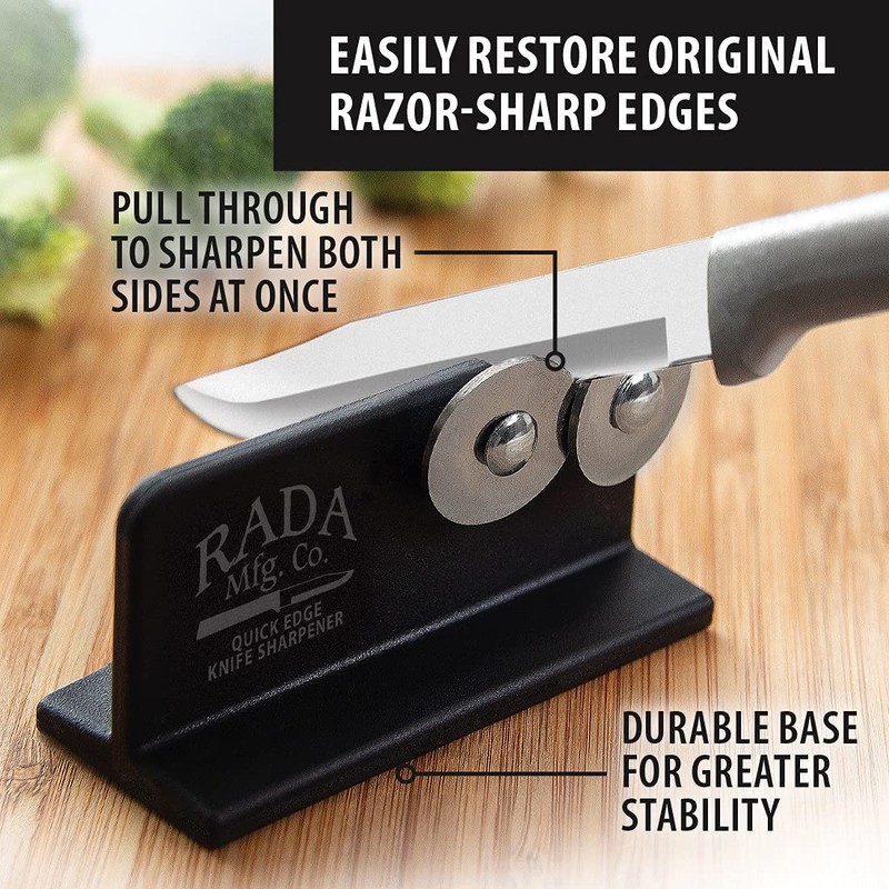 Rada Cutlery Quick Edge Knife Sharpener (R119), 3.5"x2", Stainless Steel