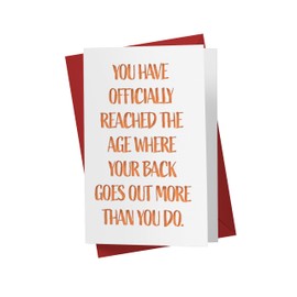 Karto Funny Birthday Card for Men Women - Large 5.5x8.5 inch Happy Birthday Cards for Mom Dad Brother Sister - 30th 40th 50th 60th 70th - Orange Back