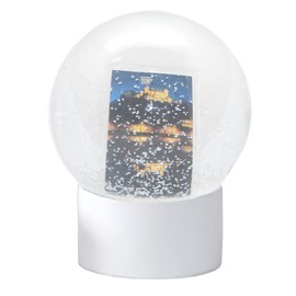 Snowglobe for You 40075 Photo Snow Globe Glass Filled Photo Frame with Plastic Base White Round 100 mm Diameter