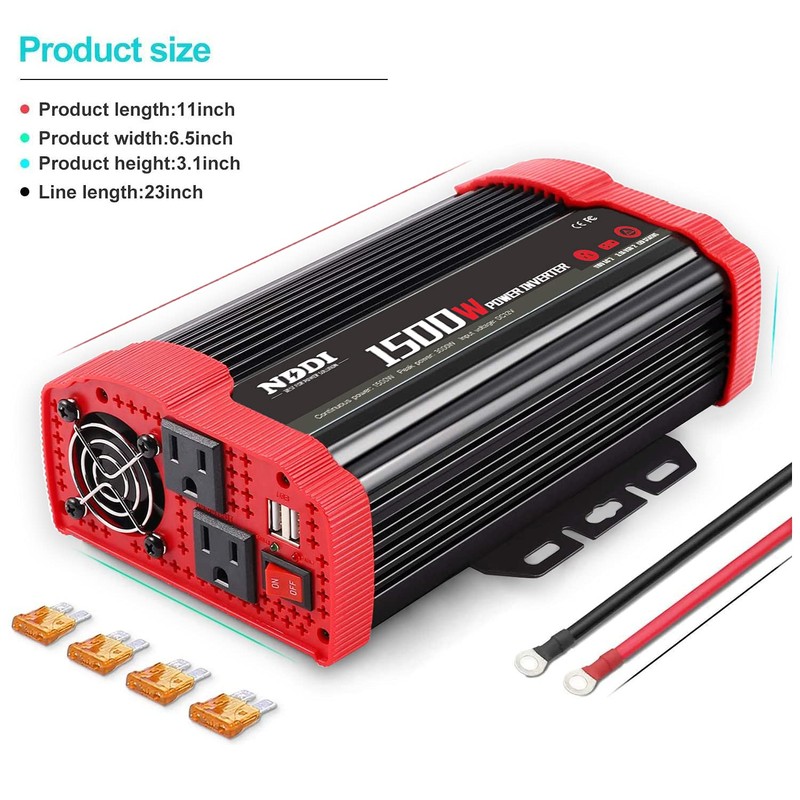 NDDI POWER 1500W Car Power Inverter 12V DC to 110V
