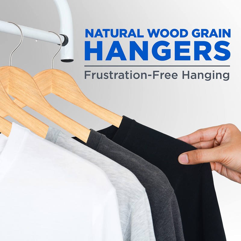 SereneLife Solid Wooden Hangers, Mega Pack, 50 Pieces Hangers for