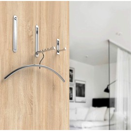 Gedotec Mital Folding Hook Wardrobe Wall Panel Clothes Fan Folding Hook for Inputting in Wood 140 x 16/128 mm Chrome-Plated Steel 1 Piece Design Wall Coat Rack Recessed for Gluing