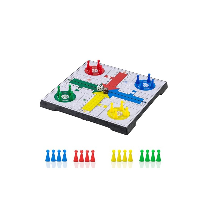 Ludo Game Board Set -9.5”, Magnetic Folding Travel Classic Strategy
