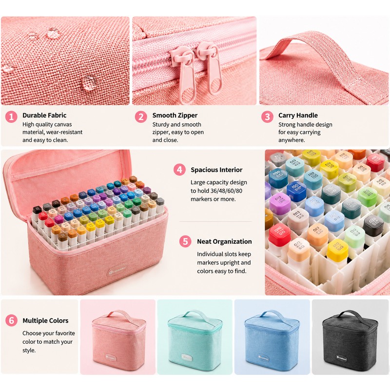 Marker Pen Case for Art Supplies – Large Capacity Zipper
